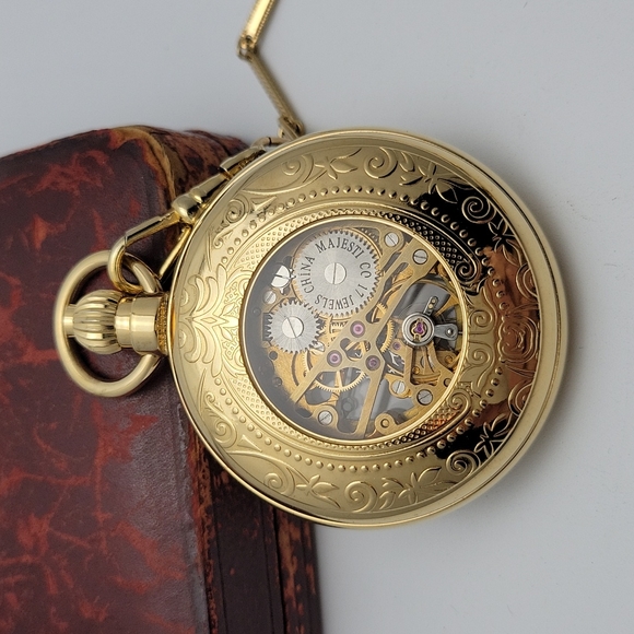 Majesti Accessories Majesti Co 7 Jewel Skeleton Mechanical Pocket